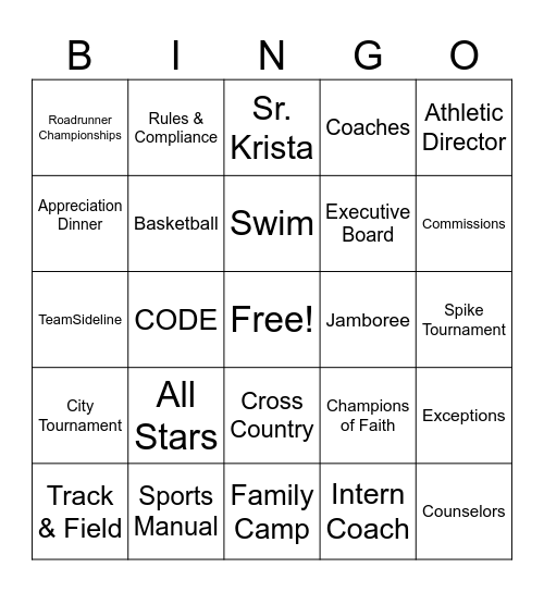 CYO Appreciation Banquet Bingo Card