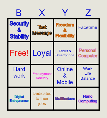 Great Generations Bingo Card