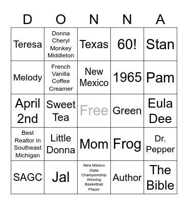 Donna Bingo Card