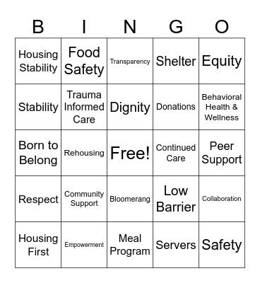 Volunteer Appreciation Bingo Card