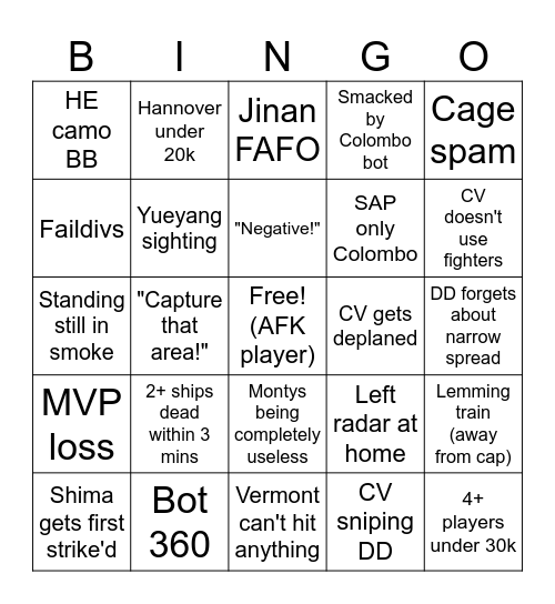 WoWSB bingo (T10 goofs edition) Bingo Card