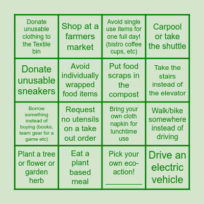 Earth Week Bingo! Bingo Card