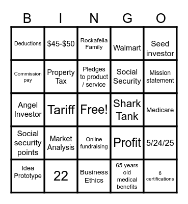 Entrepreneurship BINGO RUSSELL EDITION Bingo Card