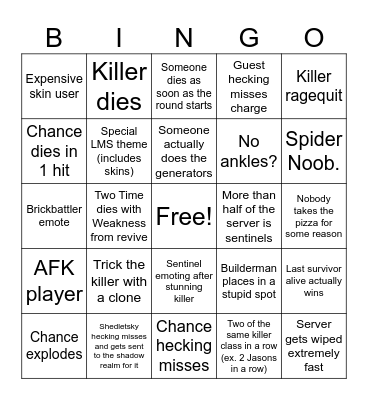 Forsaken (Taph Update) Bingo Card