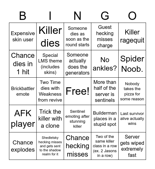 Forsaken (Taph Update) Bingo Card