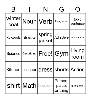 Next Writing Bingo Card