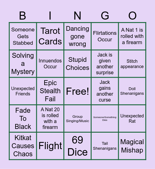 Weavers Bingo Card
