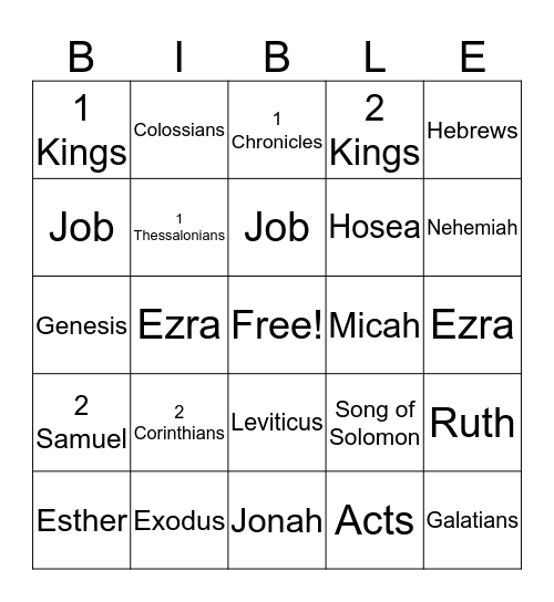 THE BOOKS OF THE BIBLE Bingo Card