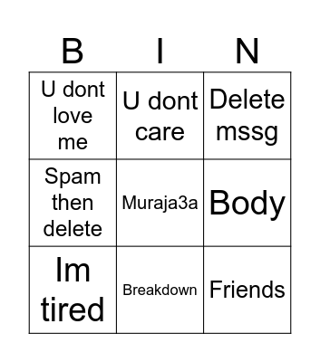 Jihane’s convo Bingo Card