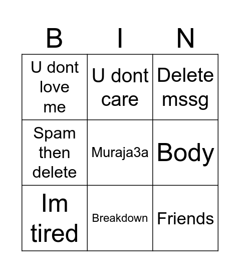 Jihane’s convo Bingo Card