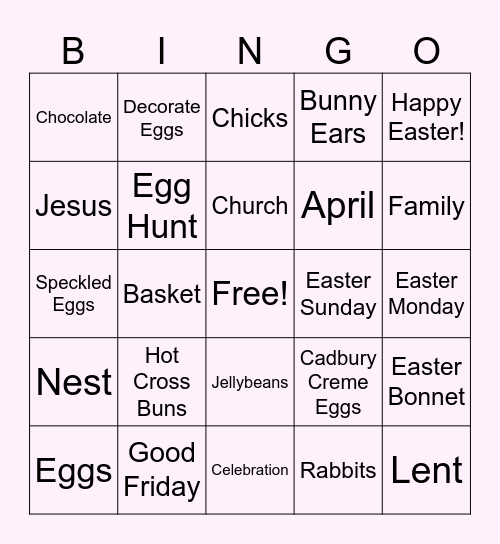 Easter Bingo Card