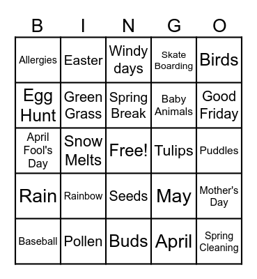 Springtime Bingo Card