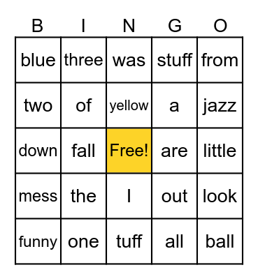 Tricky words bingo Card