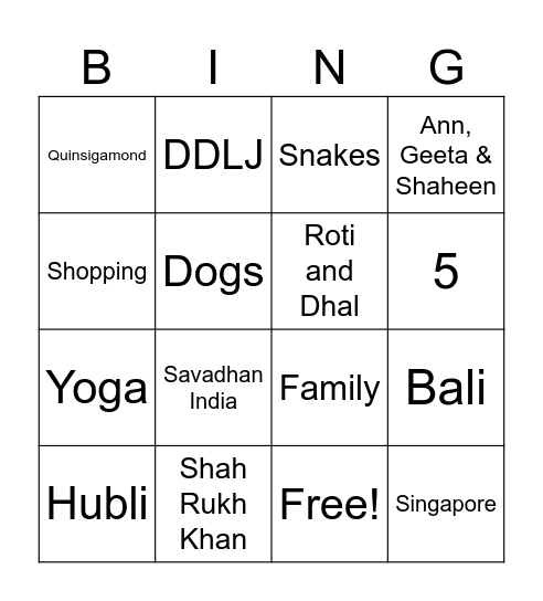 Who Know's Uma Best? Bingo Card