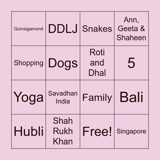 Who Know's Uma Best? Bingo Card