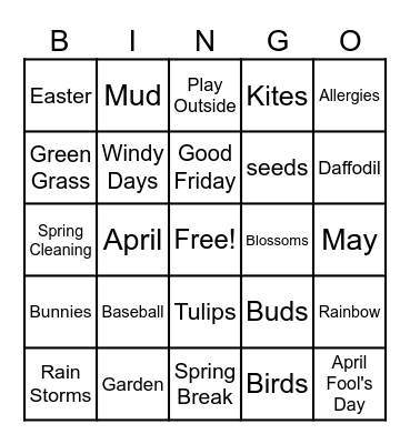 Springtime Bingo Card