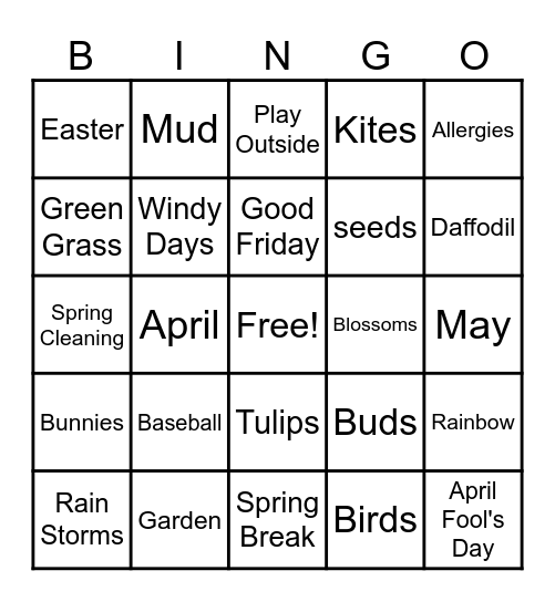 Springtime Bingo Card