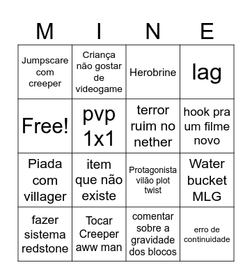 Filme do Minecraft Bingo Card