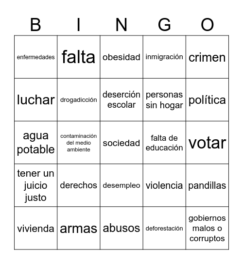 Desafíos Mundiales Bingo Card
