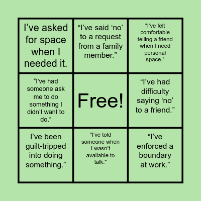 Boundary BINGO Card