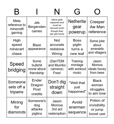 Minecraft Bingo Card