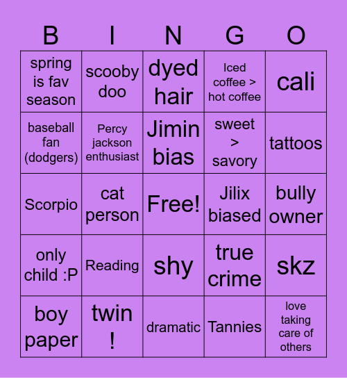 Mantha’s Bingo ^-^ Bingo Card