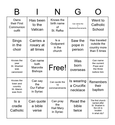 Find Someone Who Bingo Card