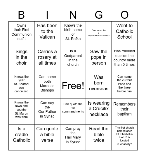 Find Someone Who Bingo Card