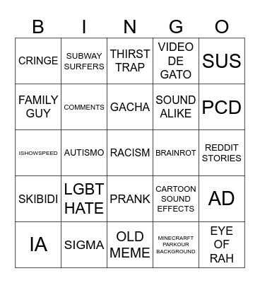 Instagram Reels Bingo Card