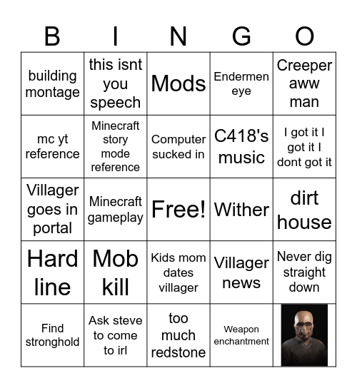minecraft Bingo Card