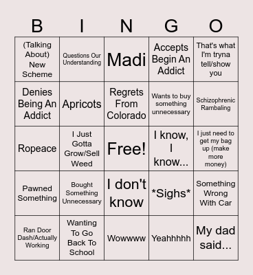 David Call Bingo Card