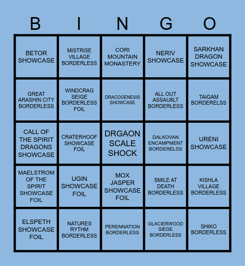 DRAGONSTORM BINGO Card