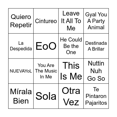 Bingo Musical Bingo Card