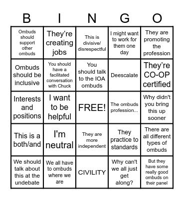 POP Bingo Card