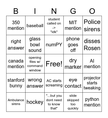 Discrete CS250 Bingo Card