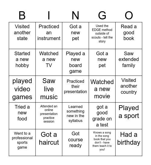 Since the March Development, Find Someone who.... Bingo Card