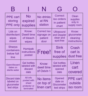 Joint Commission Bingo Card