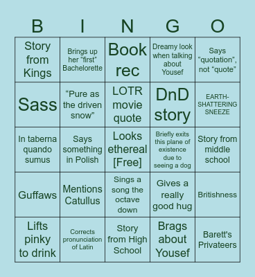 Katie Bingo Card
