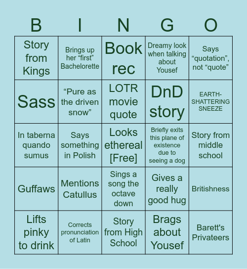 Katie Bingo Card