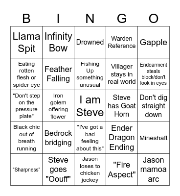 Tyson Minecraft Bingo Card