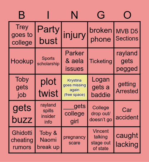 SR YEAR FUN Bingo Card