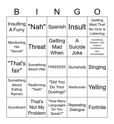 japg bingo Card
