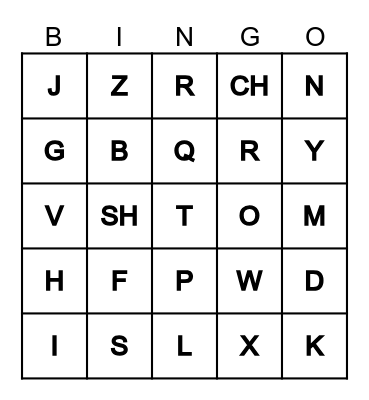 Phonics Bingo Card