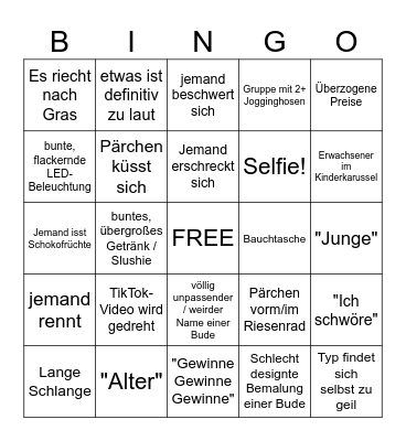 Jahrmarkt-Challenge Bingo Card