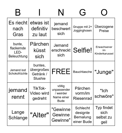Jahrmarkt-Challenge Bingo Card