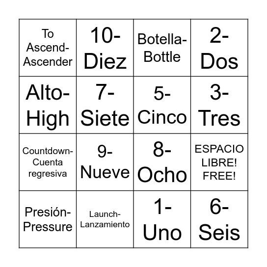 COHETES! Bingo Card