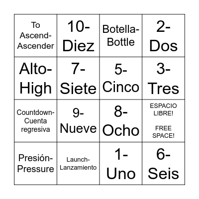 COHETES! Bingo Card