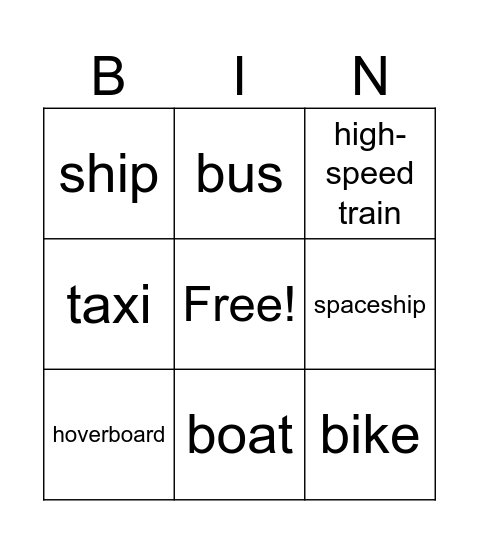 TRAVEL Bingo Card