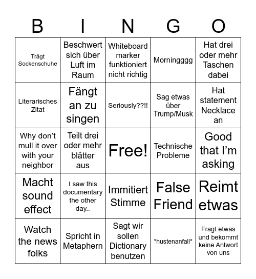 Kiencke Bingo Card