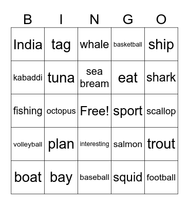 Pre＝Lesson Bingo Card